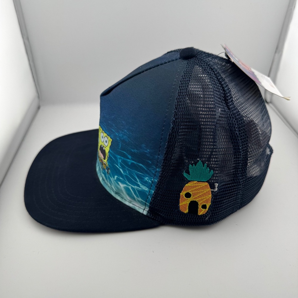 Nickelodeon SpongeBob SquarePants Trucker Hat OS Navy Blue NWT Graphic Snapback - Picture 3 of 7